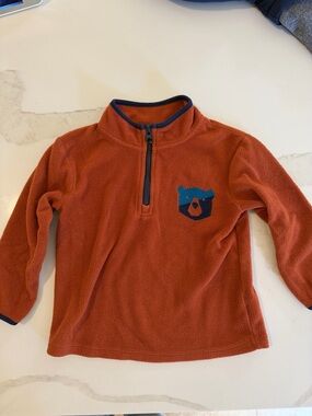 Cat & Jack Rust Quarter-Zip Fleece with Bear Patch